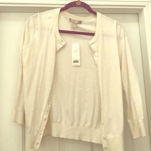 Banana Republic 3/4 Sleeve White Cardigan