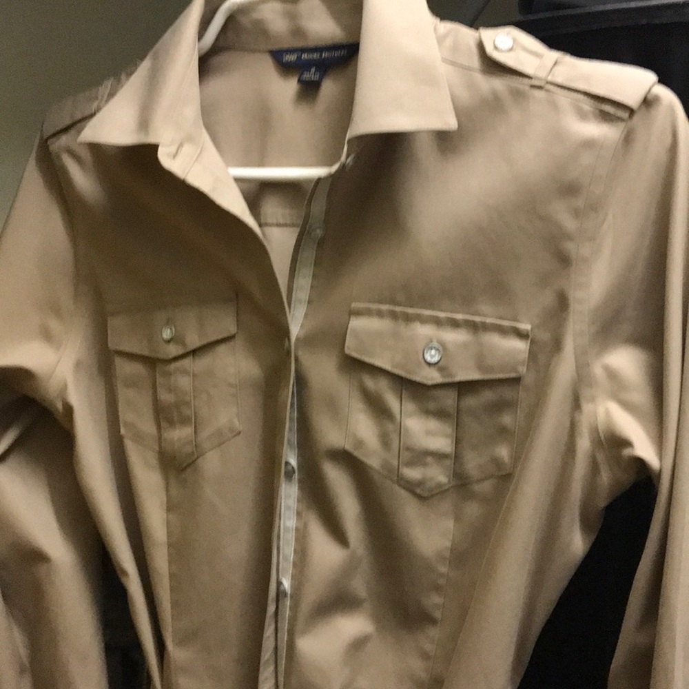 Brooks Brother’s tan shirt dress