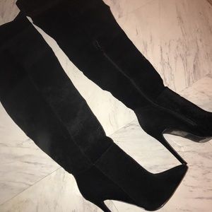 Black suede thigh high