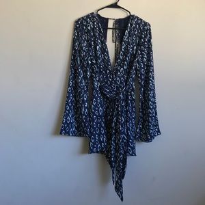 Blue Leopard Print Olivaceous Romper