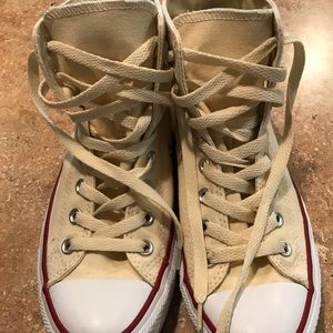 Light yellow high-top Converse