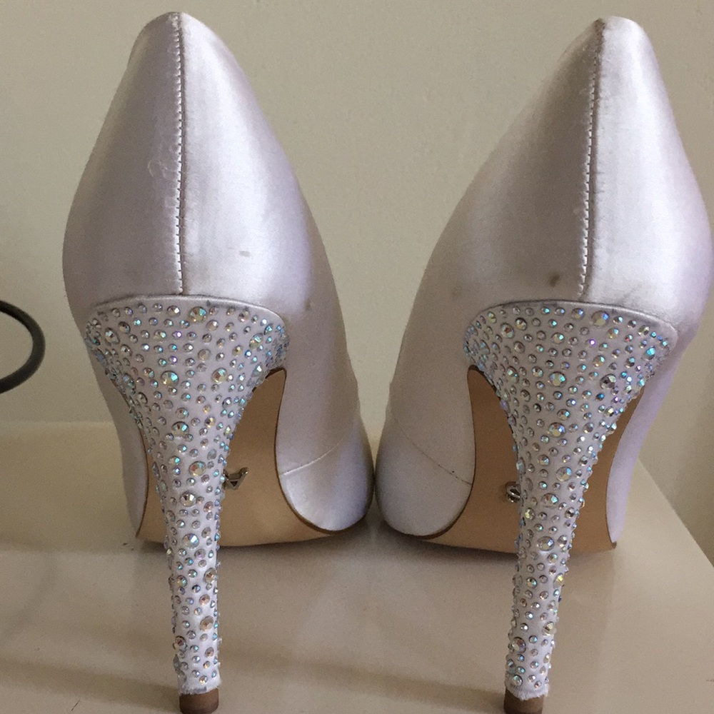 Satin pumps with sparkle heels. Size 8.