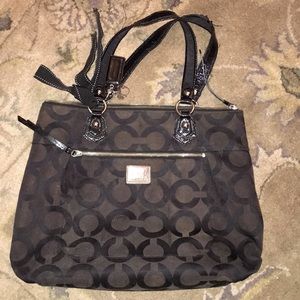 Black Coach Tote Bag Used with the big Cs