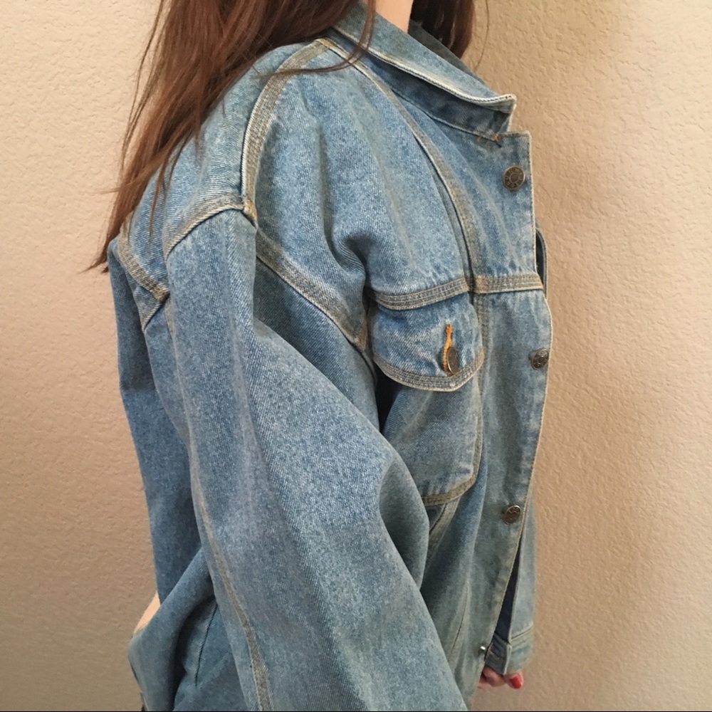 Oversized Vintage Hand Embroidered Jean Jacket