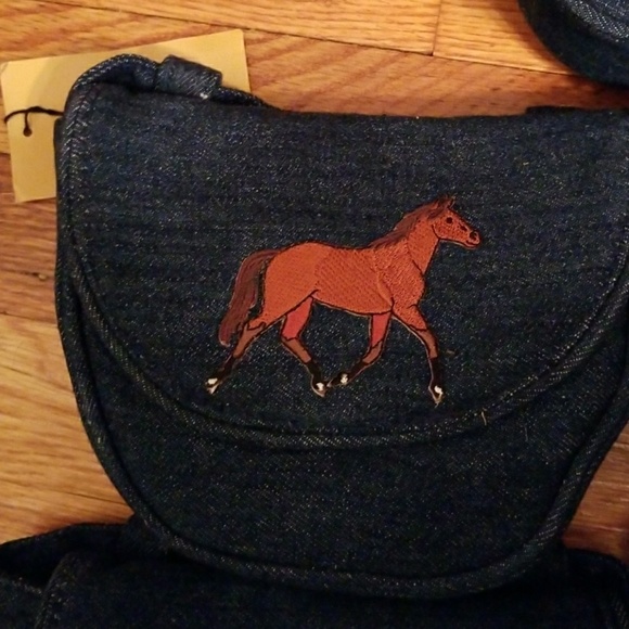 Satchel/cross body/ fanny pack denim w/ patch - Picture 2 of 8