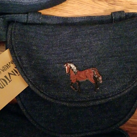 Satchel/cross body/ fanny pack denim w/ patch - Picture 3 of 8