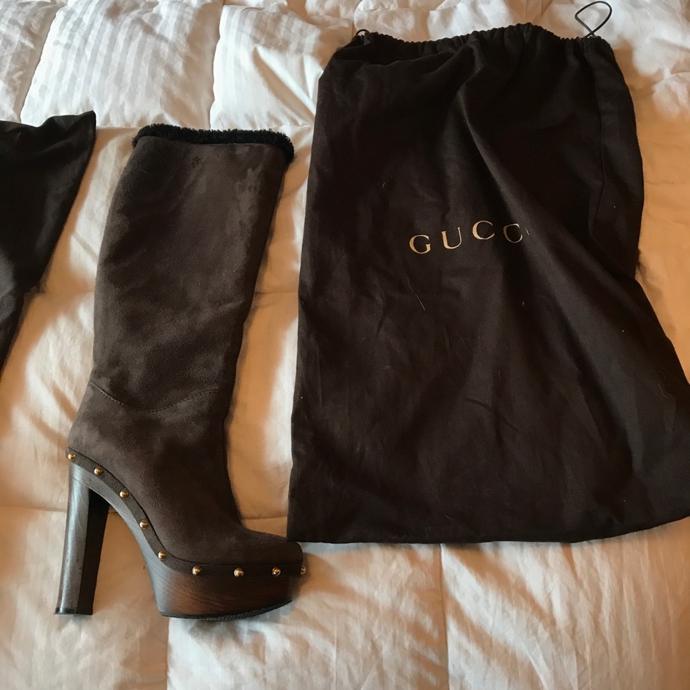 GUCCI
Black Suede 'joplin' Shearling Clog Boots