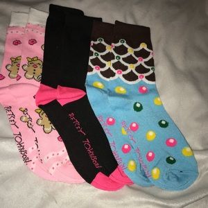 NWOT Betsey Johnson Crew Socks: Pack Of 3 Pairs