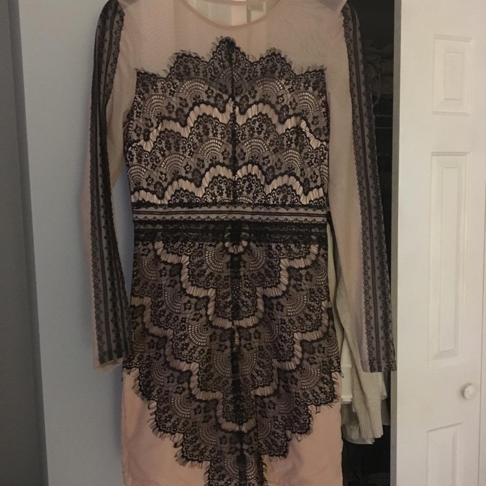 Black and nude lace party dress