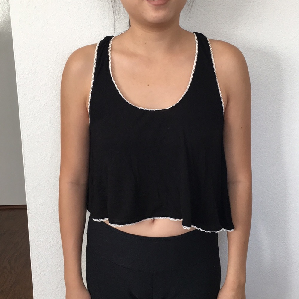 NastyGal Black Tank top with Lace Detail