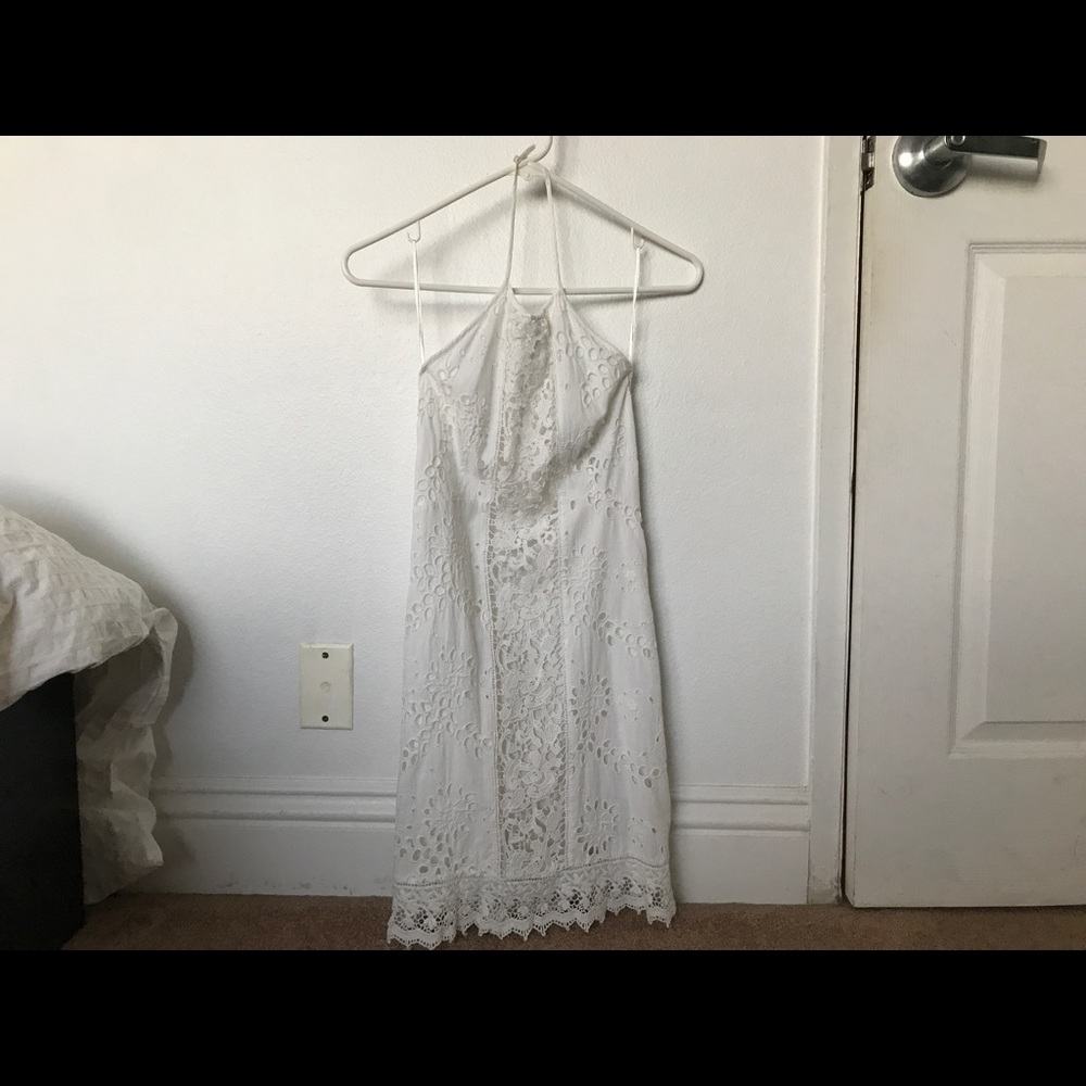 White lace halter dress