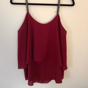 Red ruffle tank top