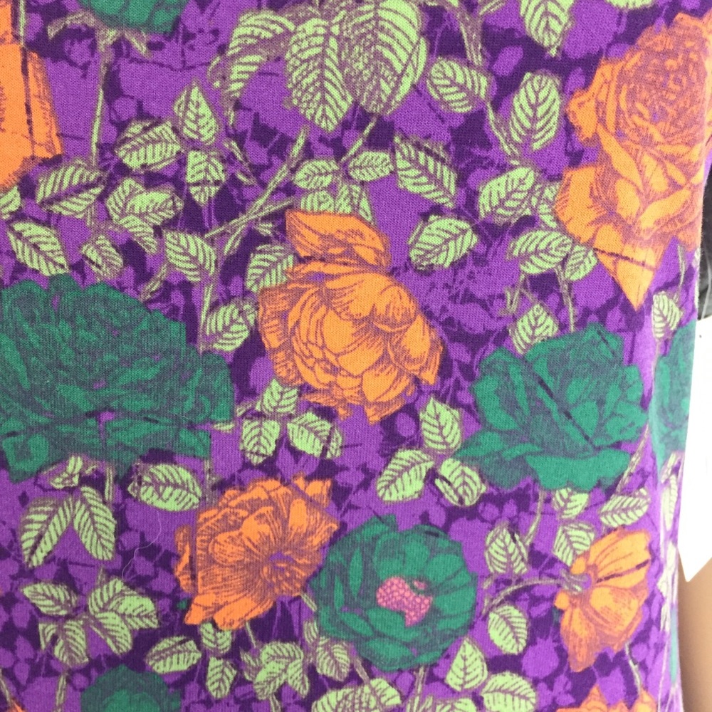 LuLaRoe Large Floral Purple Orange Green Dress - Picture 7 of 8