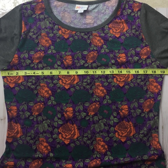 LuLaRoe Large Floral Purple Orange Green Dress - Picture 3 of 8