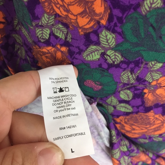 LuLaRoe Large Floral Purple Orange Green Dress - Picture 5 of 8
