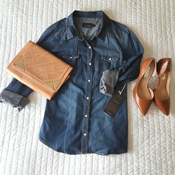 Tops - NWT Button Down Jean Shirt