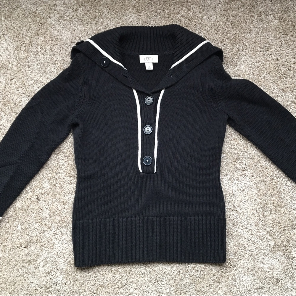 LOFT Navy & White Sweater XS