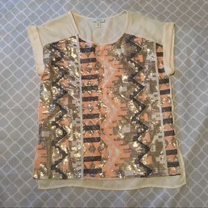 Multi-colored tribal sequin top