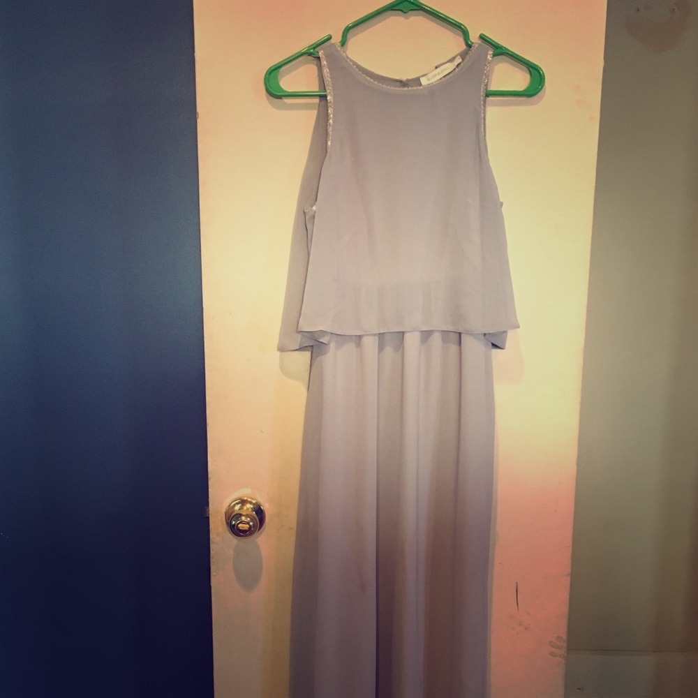 Long gray bridesmaid dress