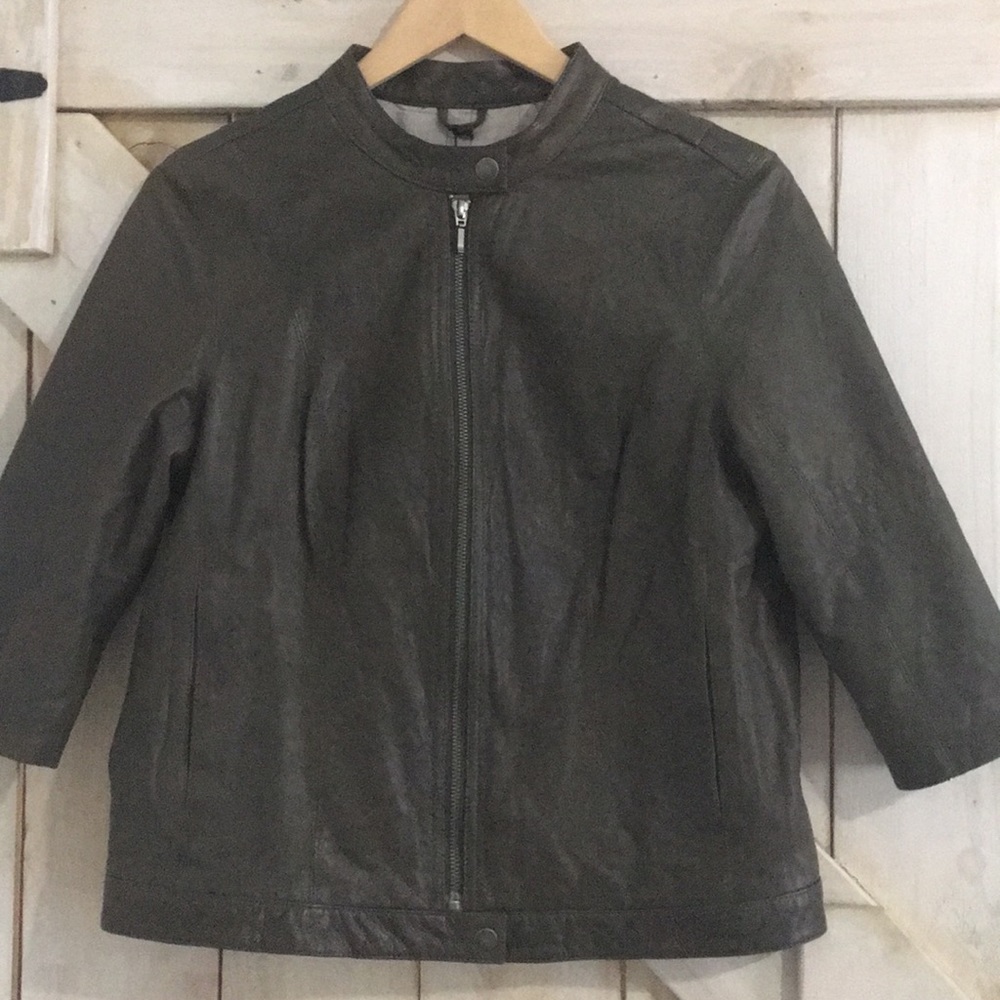 Emu m olive green sandgate leather crop jacket