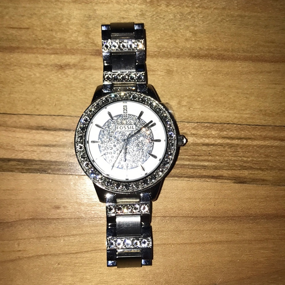 Silver Fossil Watch