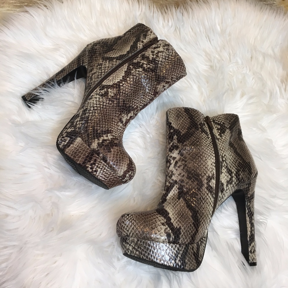 Mossimo High Heel Platform Heel Snake Skin booties