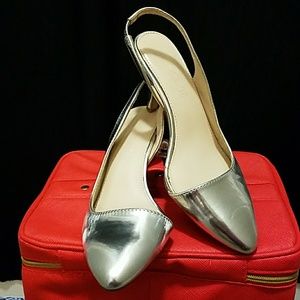 Aldo sling back silver  shoes