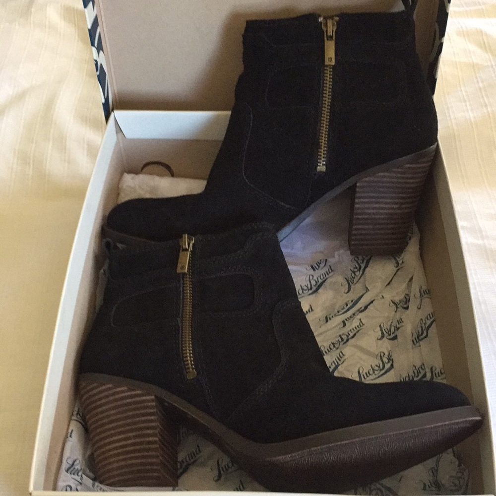 Never worn black suede ankle booties size 8.5