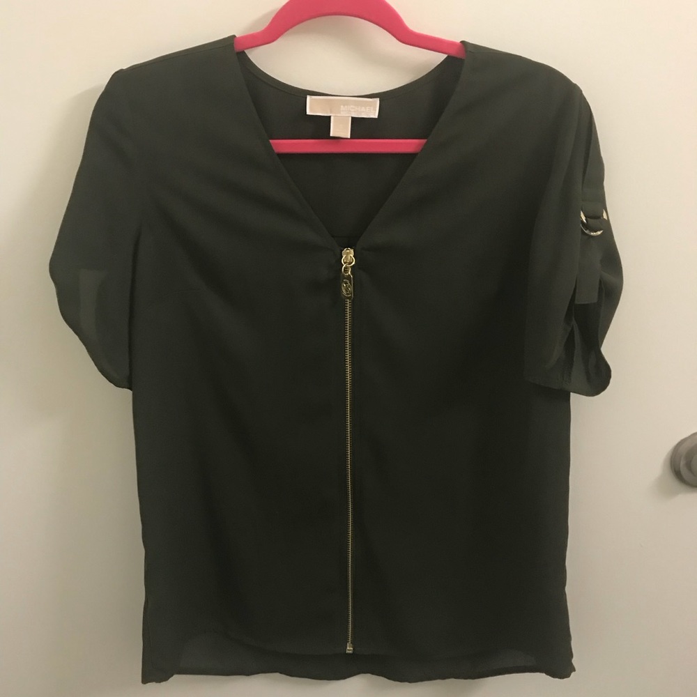 NEW Michael Kors Army Green Short Sleeve Top