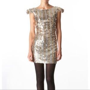 TopShop Gold Silver Sequin Cap Sleeve Mini Dress