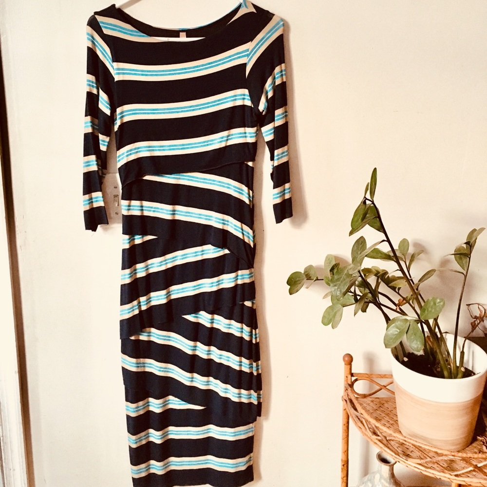 Bailey 44 Navy stripe dress, size S.