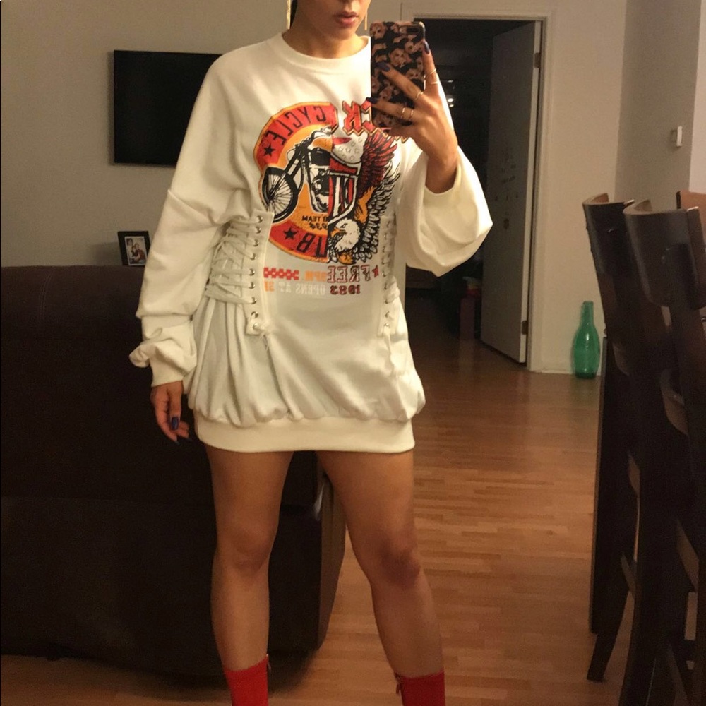 Lace up sweater dress