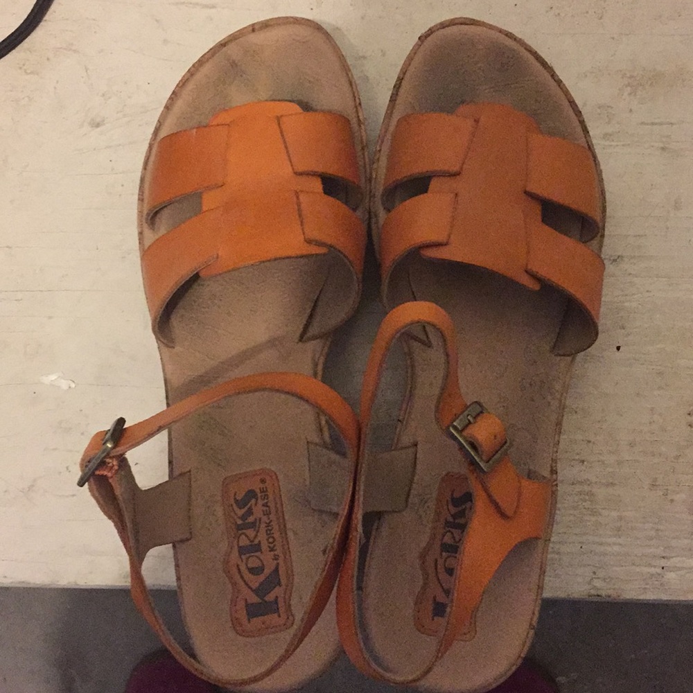 KORKS BY KORKEASE Summer Wedge Sandal Orange Sz 8