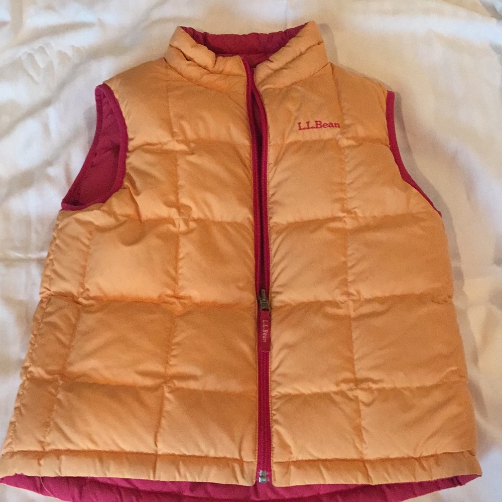 LL Bean Down Vest in Orange/pink