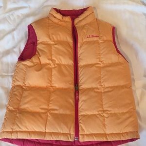 LL Bean Down Vest in Orange/pink