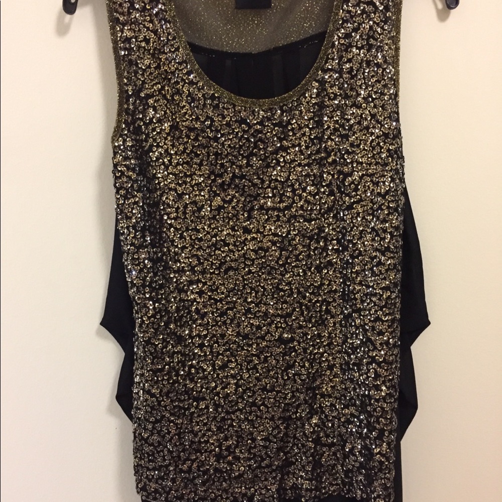 Cliche Mode Gold & Black Sequin Tank. EUC.