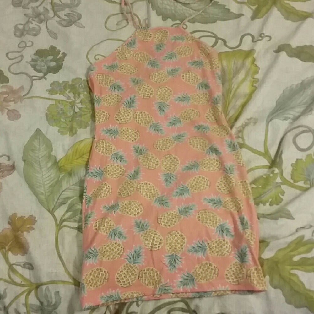 Forever 21 pineapple print halter body con dress