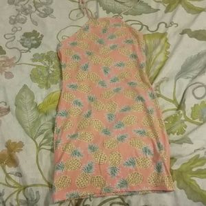 Forever 21 pineapple print halter body con dress
