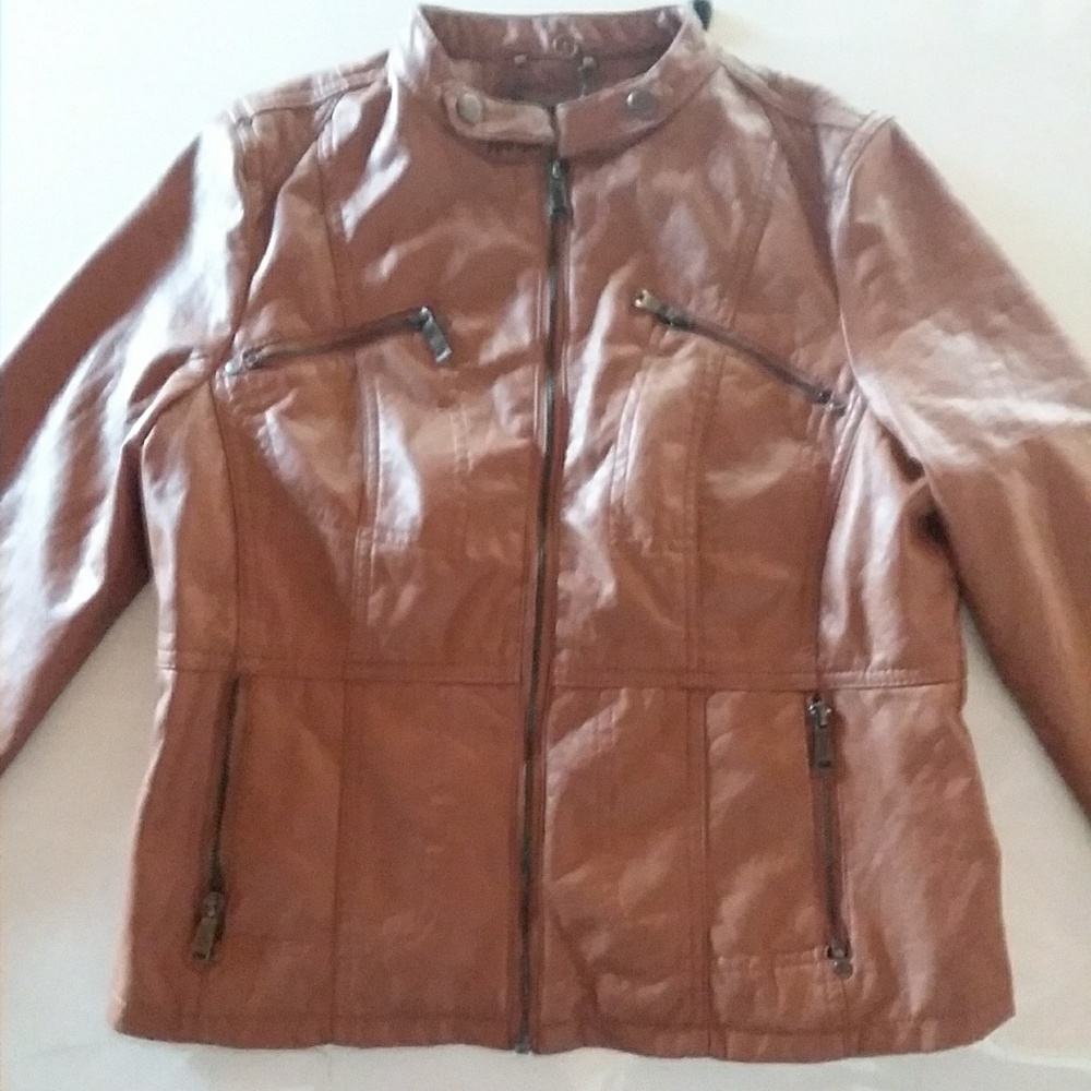 Leather Jacket;Brown/Coffee-Women's