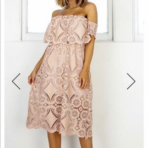 Showpo Get Ready Dress boho lace strapless dress