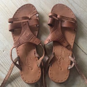 Free People Leather Tie Up Sandals Sz 38 - India