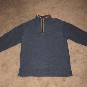 Orvis pullover, leather trim and elbow pads