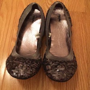 Gun metal gray sequin ballet flats