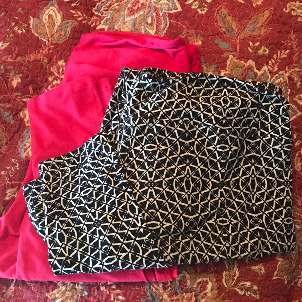 LuLaRoe TC Leggings - Two Pair - BW & Hot Pink
