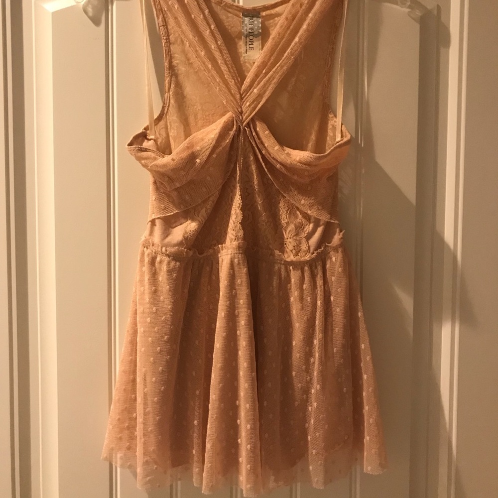 Free People XS Blush Pink Lace Top Cut Out Back