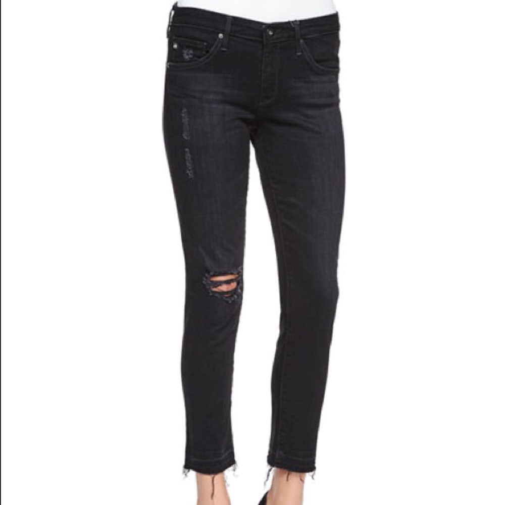AG Stilt Crop cigarette distressed jeans (black)