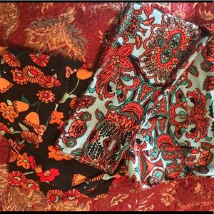 LuLaRoe Leggings- Two Pair - Black and Turquoise