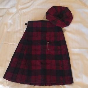 Scottish kilt/skirt with matching Beret