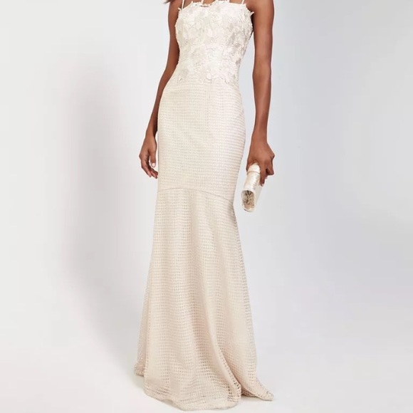 Aidan Mattox spaghetti lace top mermaid gown - Picture 2 of 8