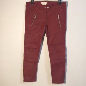 BNWT Isabel Marant x H&M Waxed Red Moto Pants sz 6